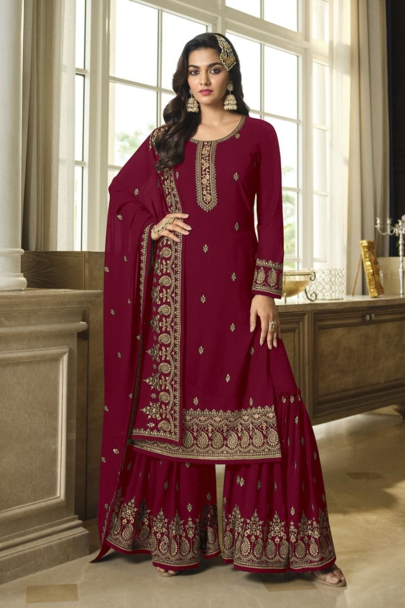 Faux georgette Embroidery Work SHARARA EASR00027