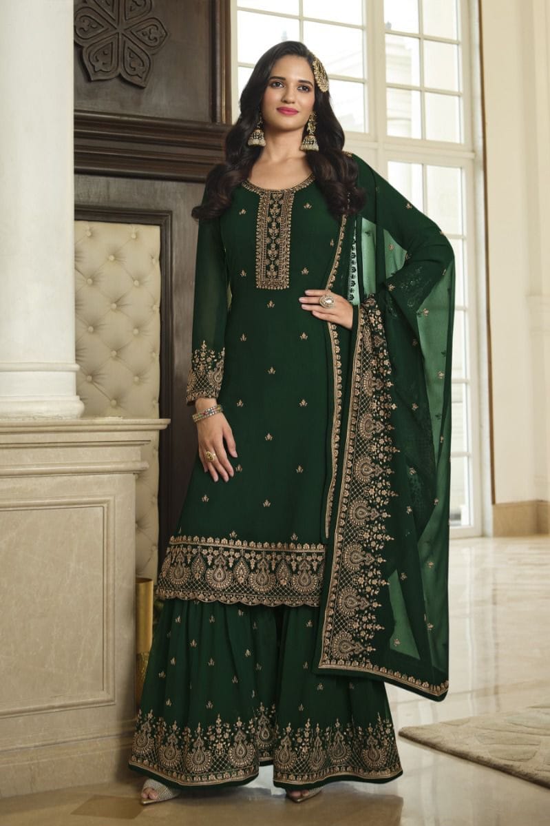 Faux georgette Embroidery Work SHARARA EASR00027