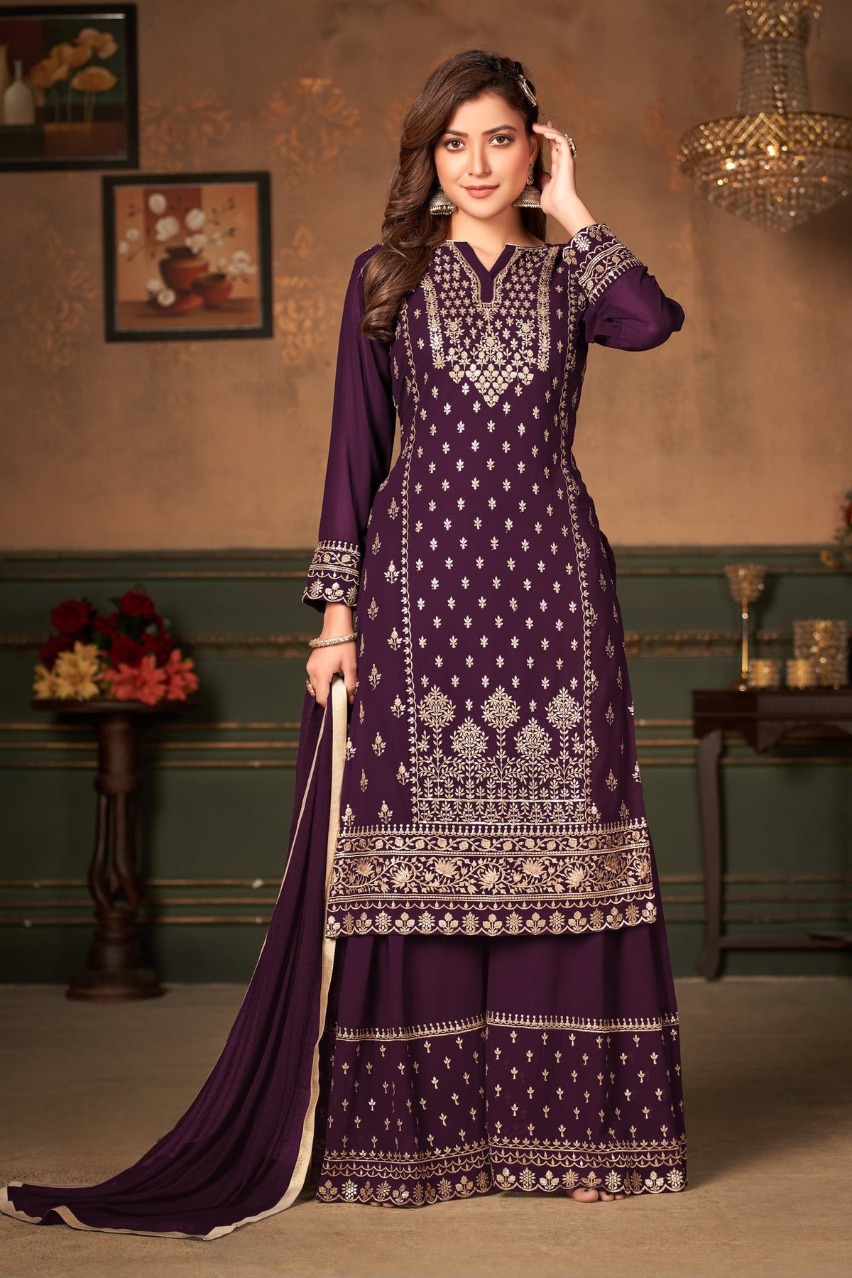 Blooming Georgette fabric SHARARA EASR00032