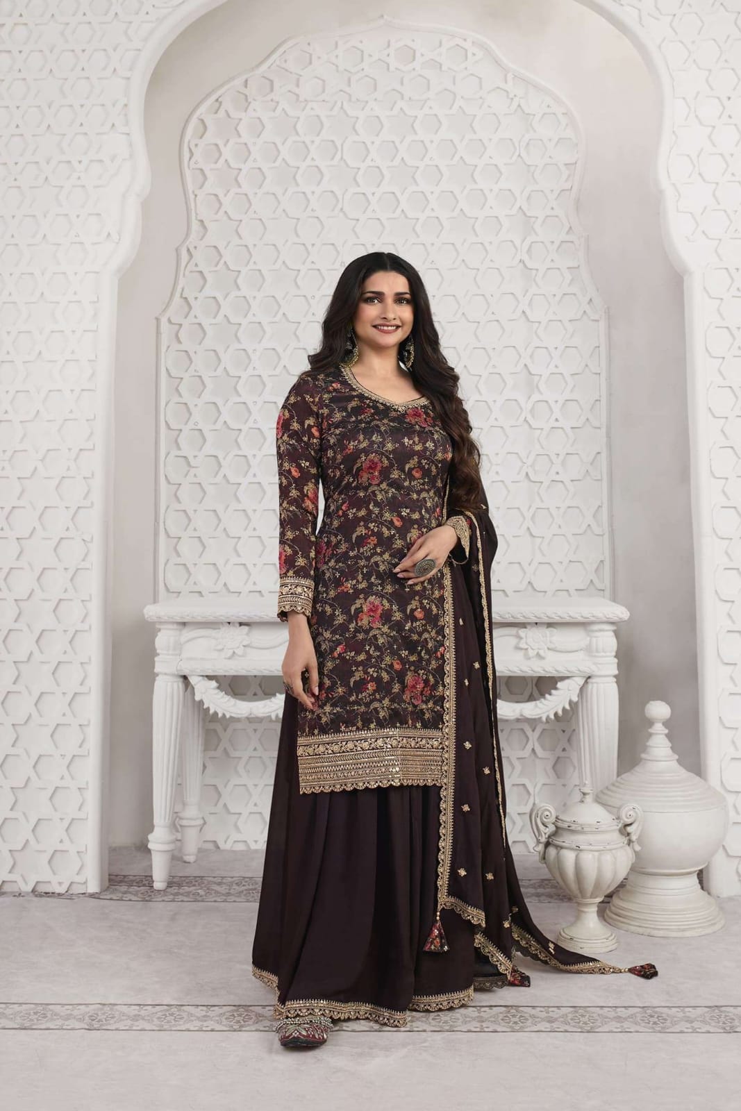 Heavy vichitra digital printed SHARARA EASR0043