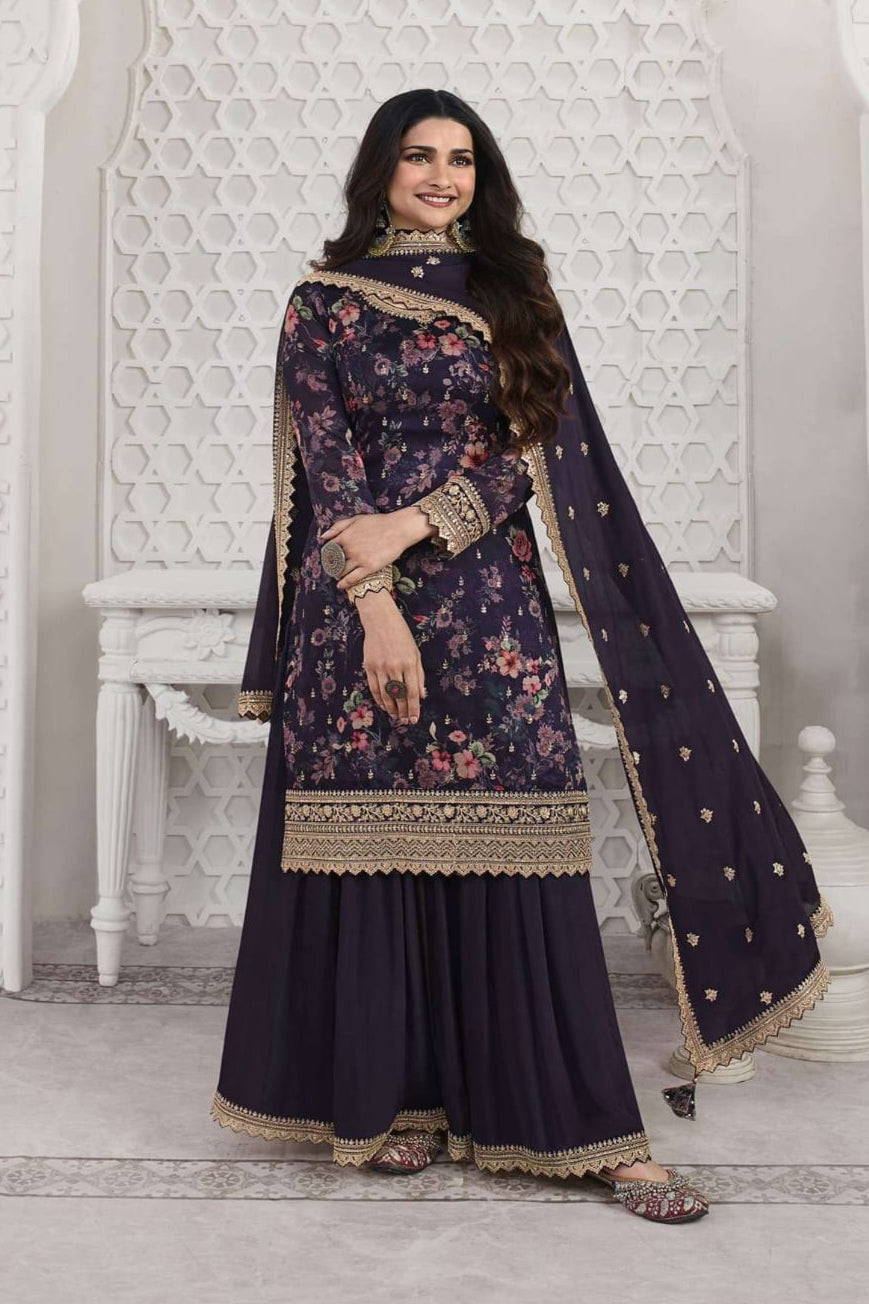 Heavy vichitra digital printed SHARARA EASR0043