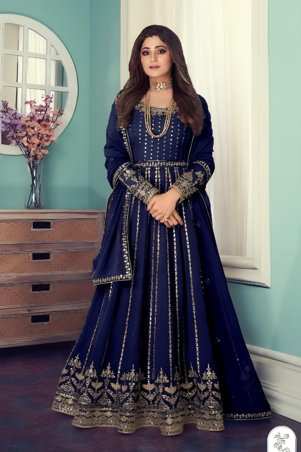 The Embroidered Gleam Designer Gown EAGW0018