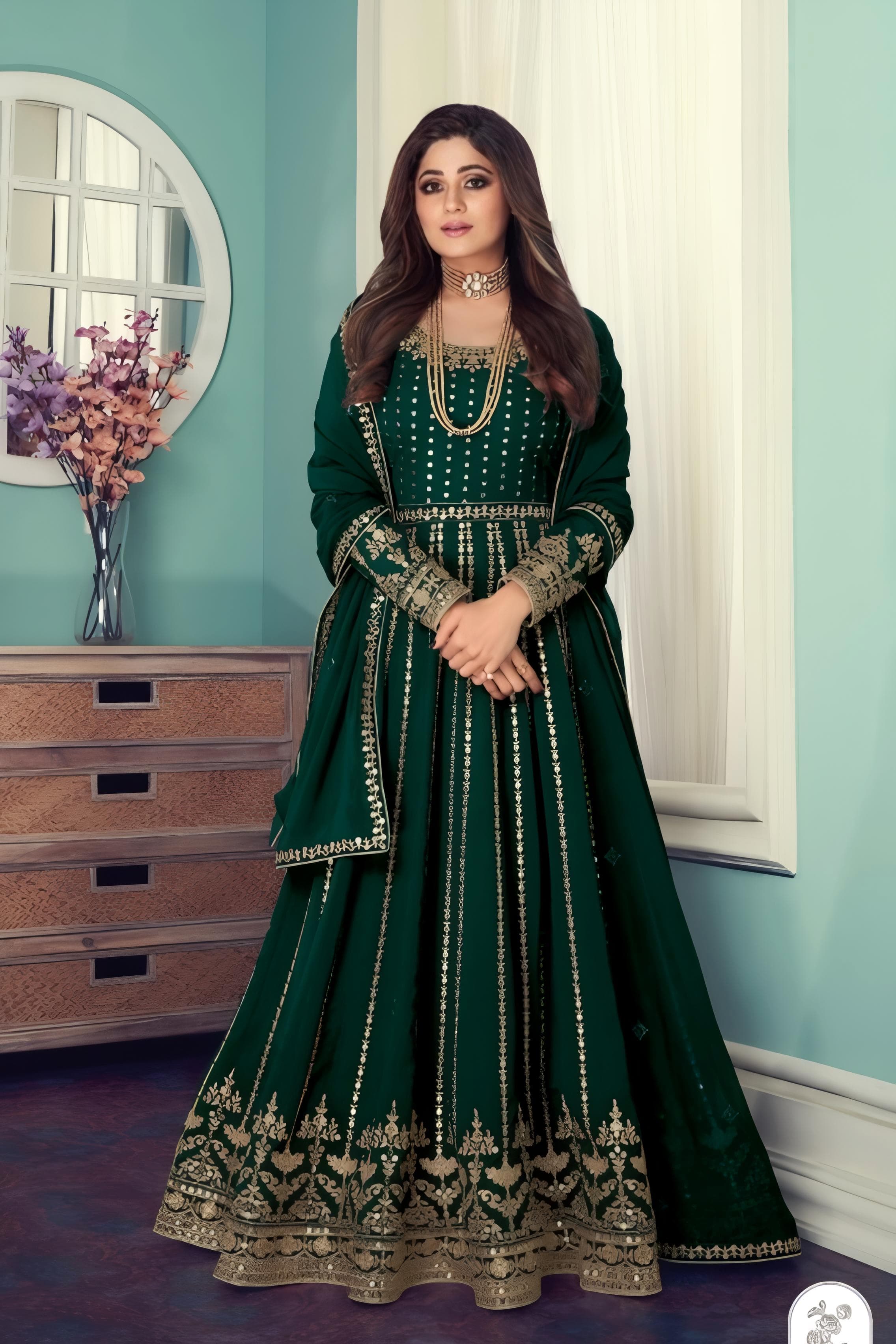 The Embroidered Gleam Designer Gown EAGW0018
