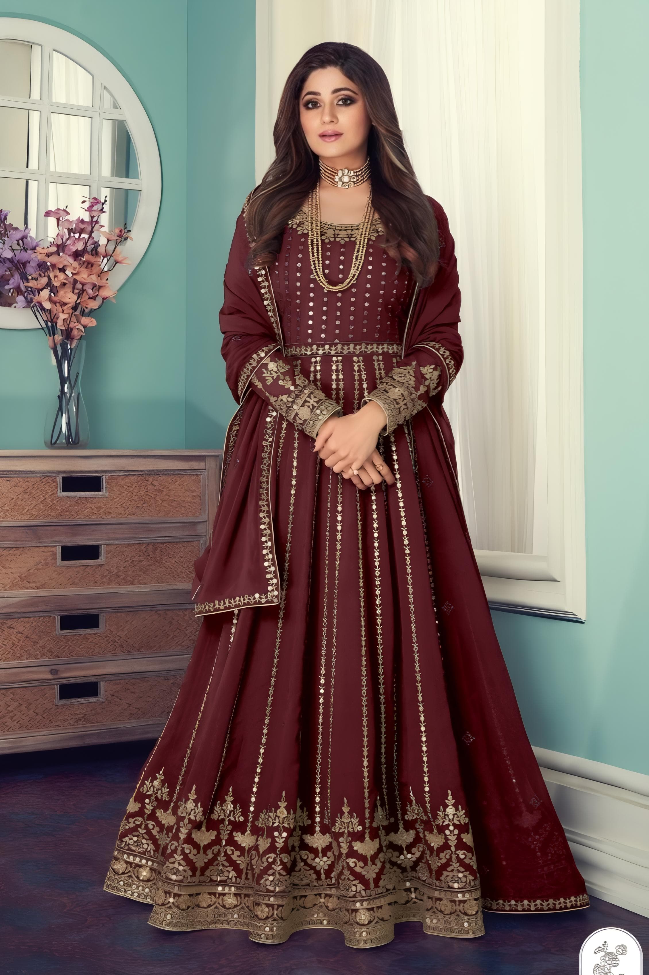The Embroidered Gleam Designer Gown EAGW0018