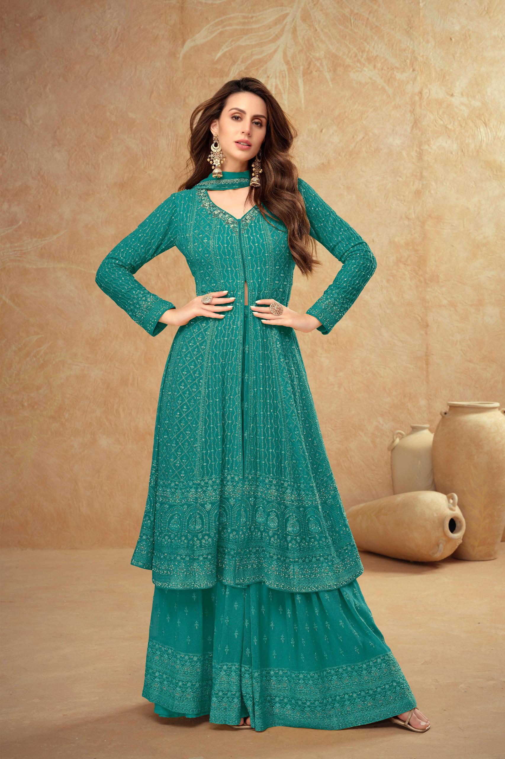 Embroidery Work Hand work Luxury Sharara LXSR0003