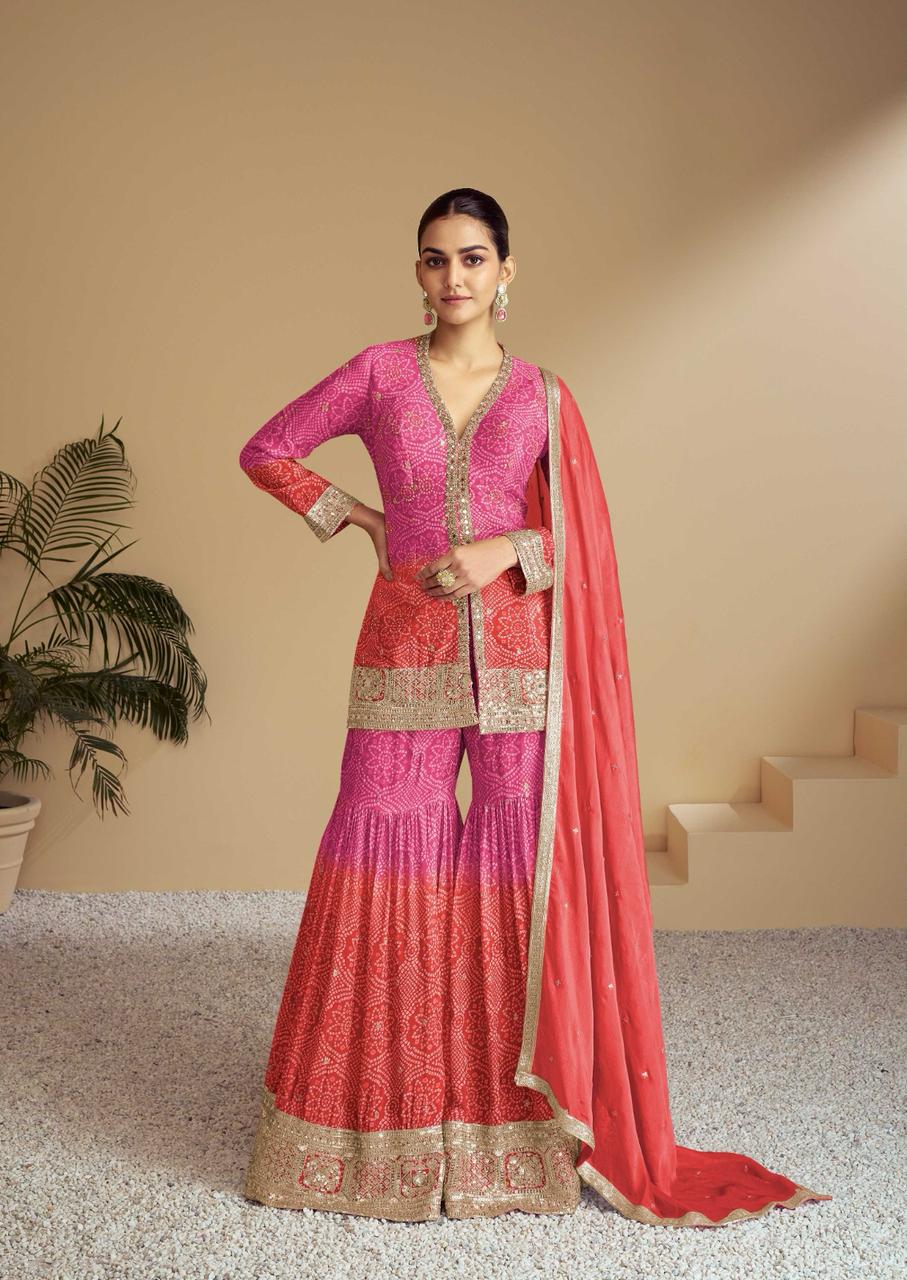 Multi shaded Designer Sharara LXSR0007