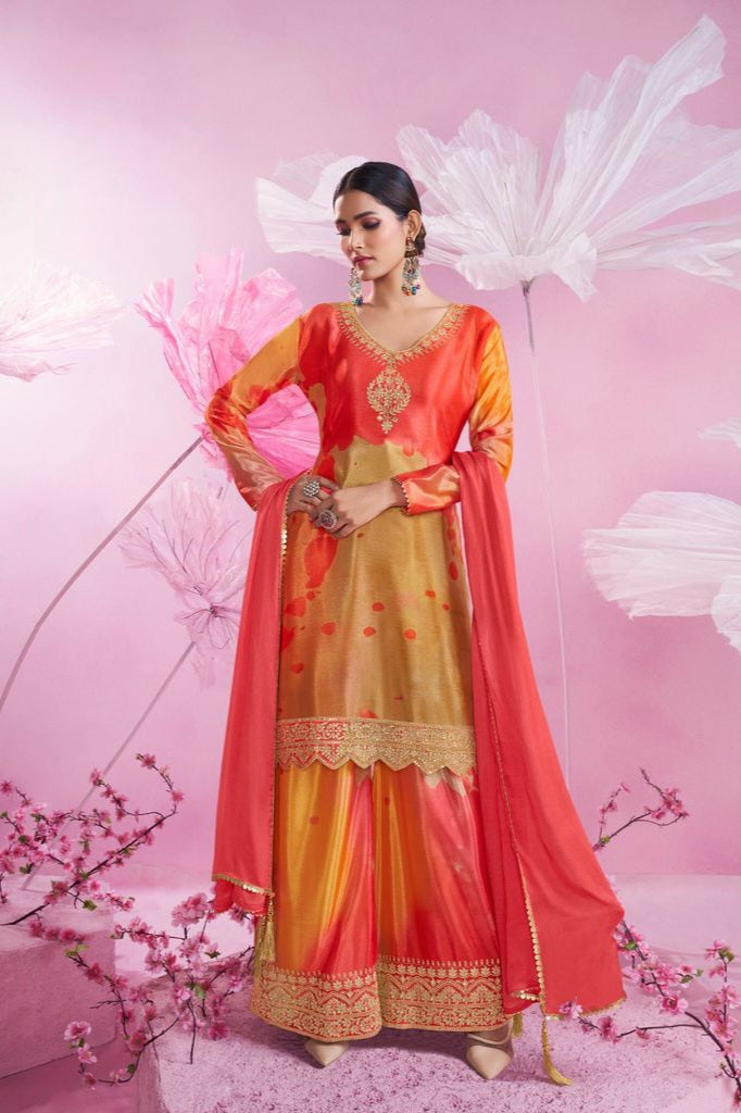Chinon floral printed Luxury Sharara LXSR0008