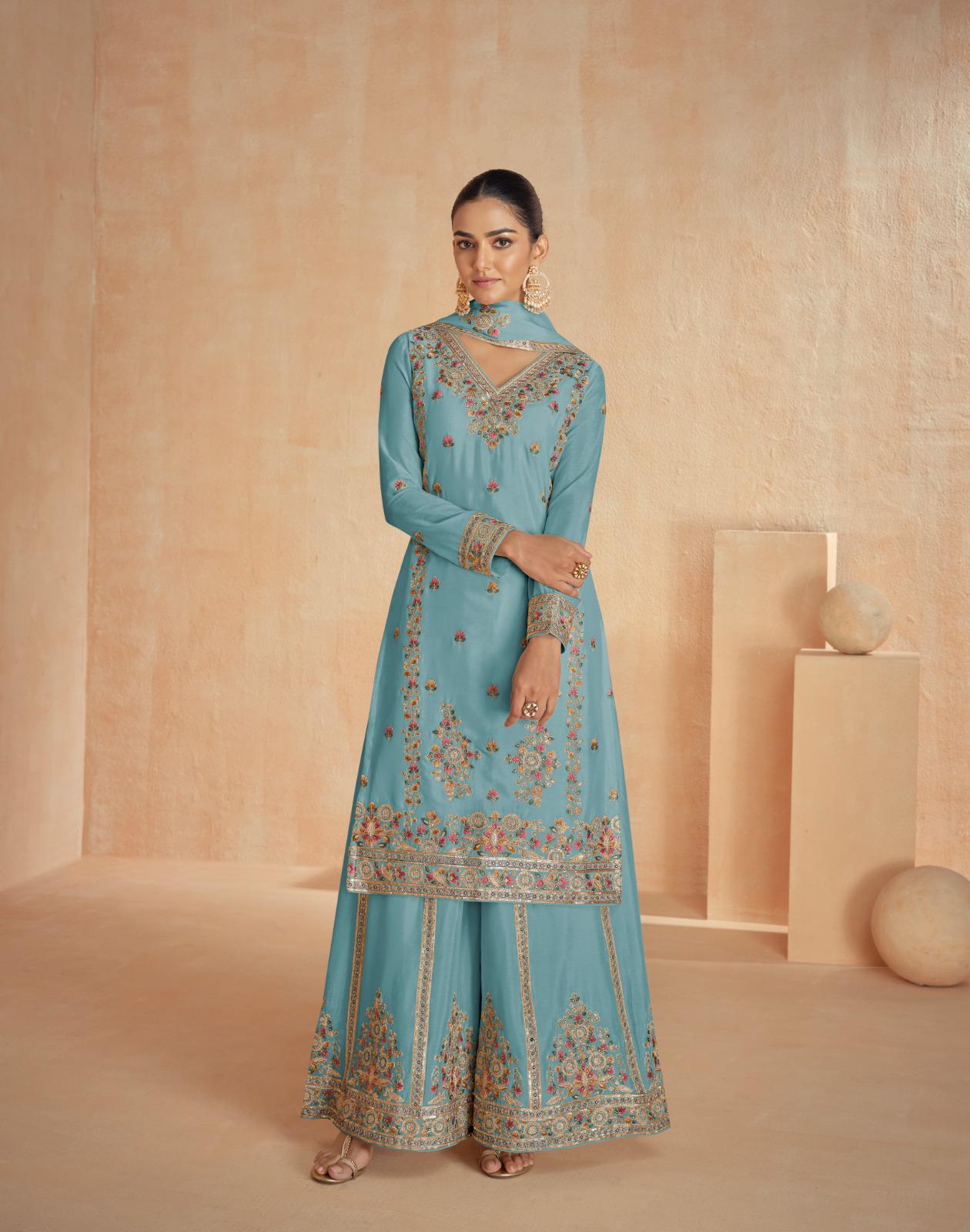 Premium Chinon Silk Luxury Sharara LXSR0023