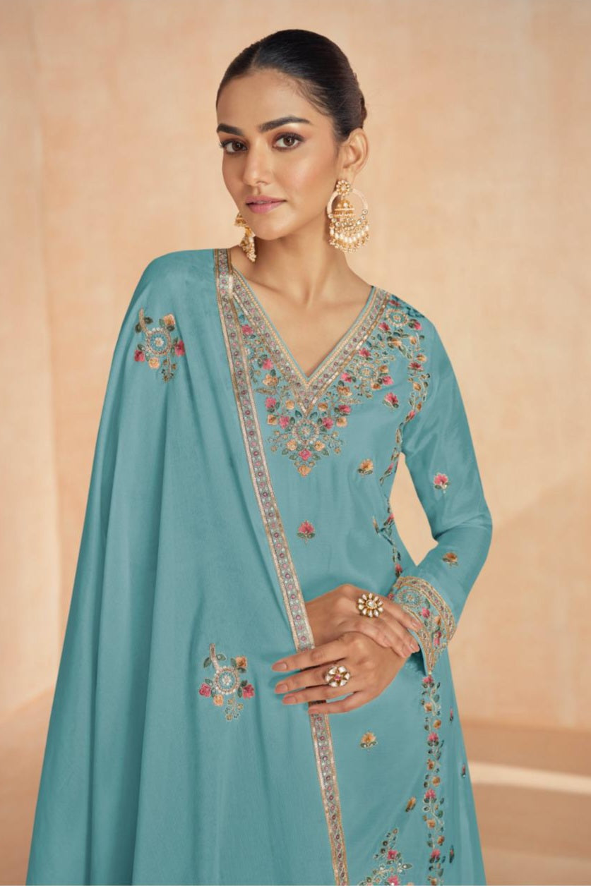 Premium Chinon Silk Luxury Sharara LXSR0023