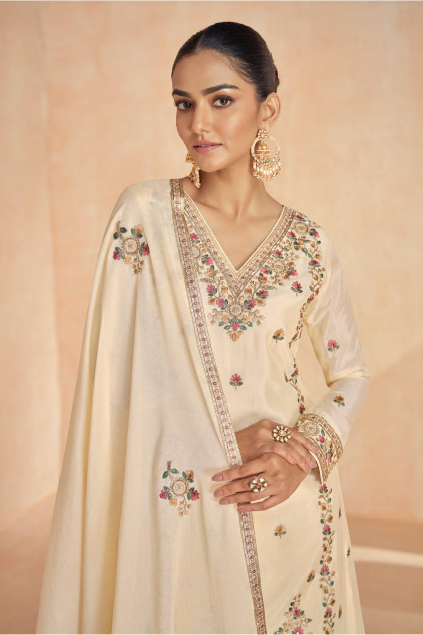 Premium Chinon Silk Luxury Sharara LXSR0023