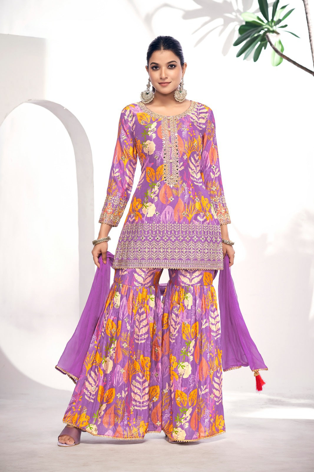 Finefeel Digital Printed Sharara Suit LXSR0043