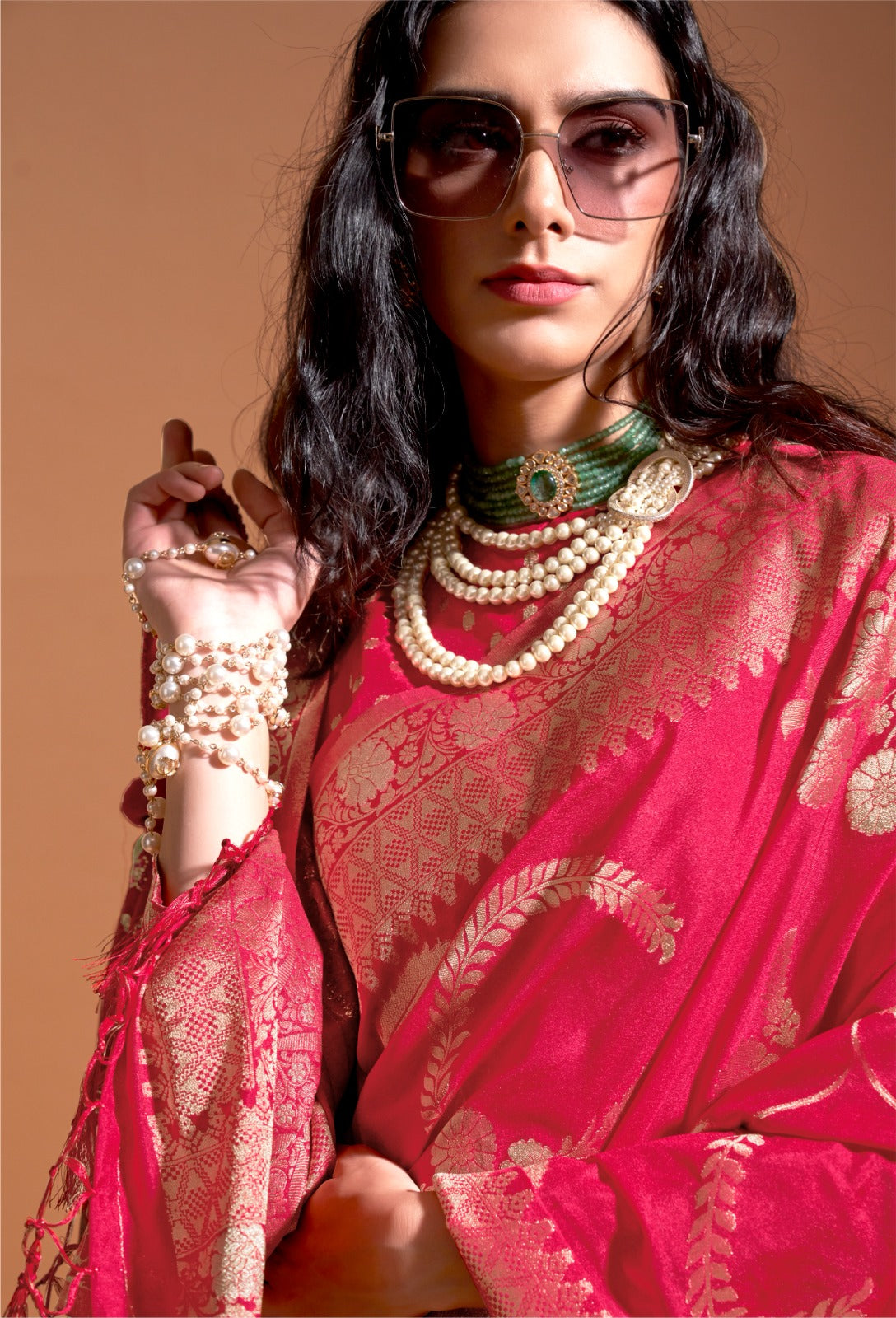 Pure Georgatte Handloom Weaving Saree LXSE0003