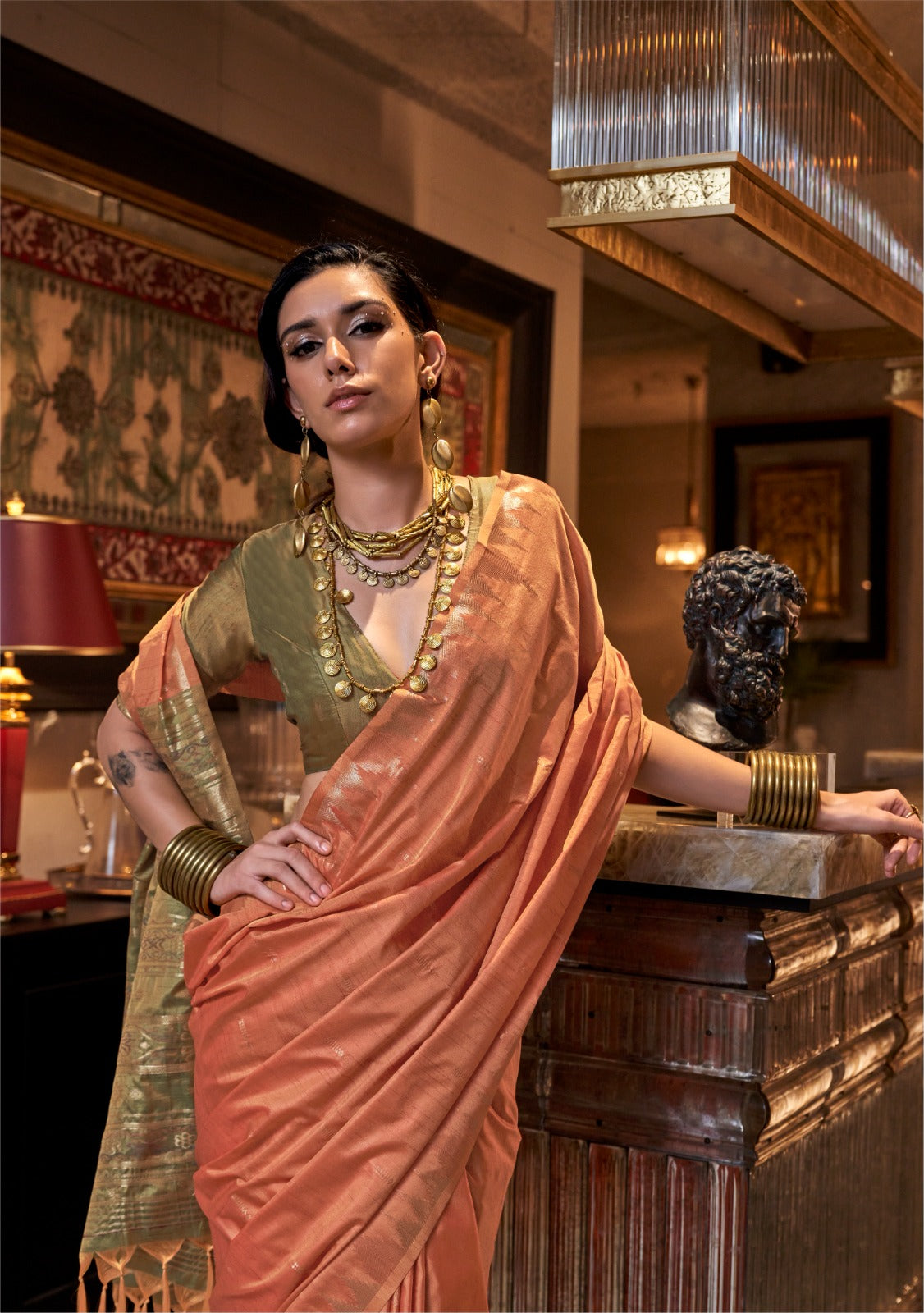 Tussar Silk Handloom Weaving Saree EASE0008