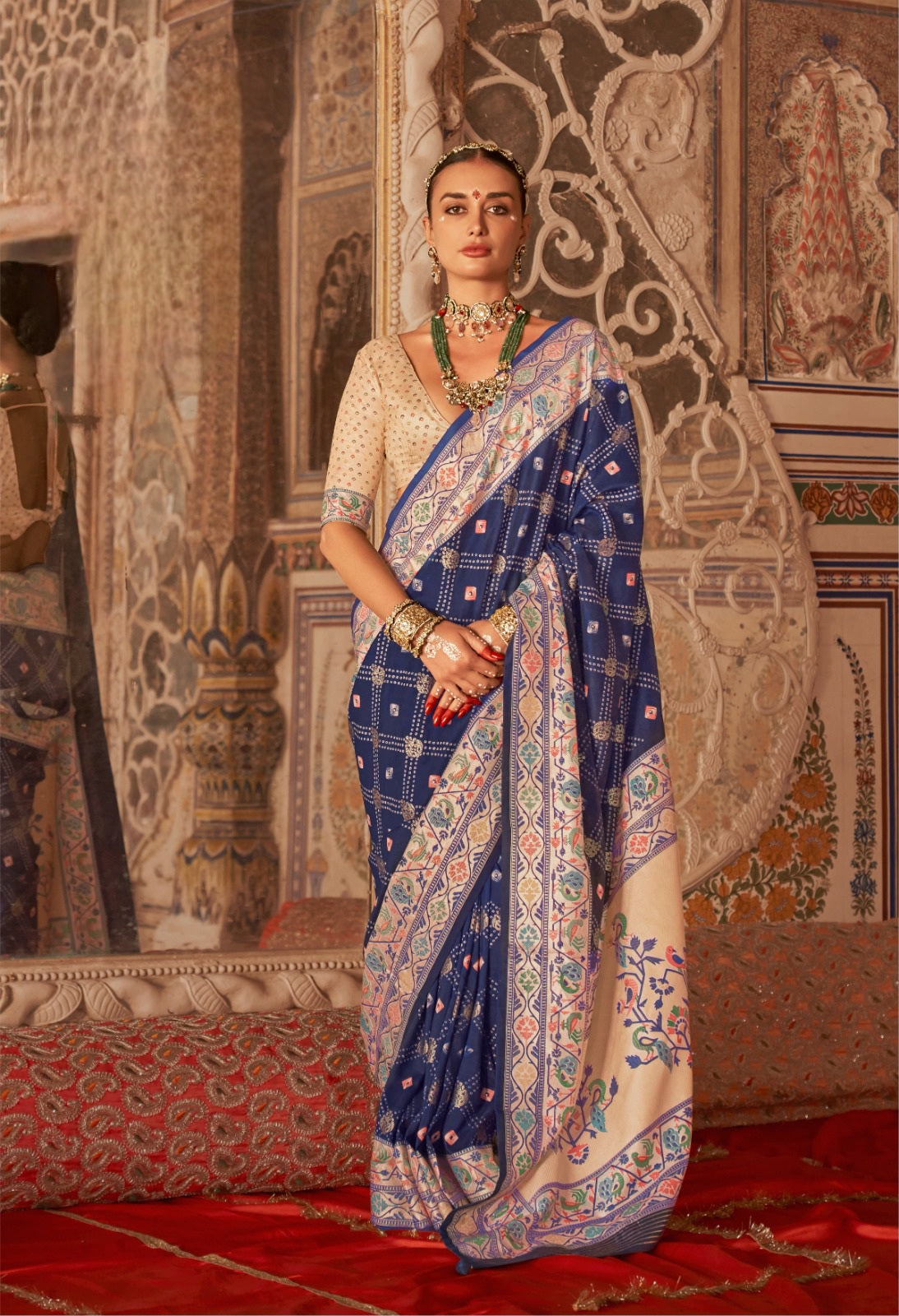 Luxury Print With Bandhani Saree LXSE0004