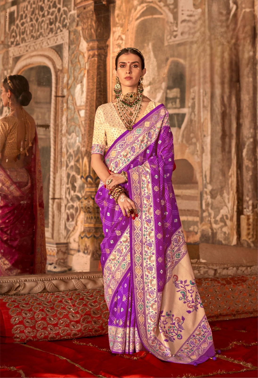Luxury Print With Bandhani Saree LXSE0004