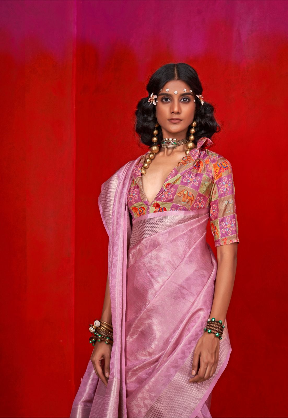 Golden Gossamer Silk Saree LXSE0008