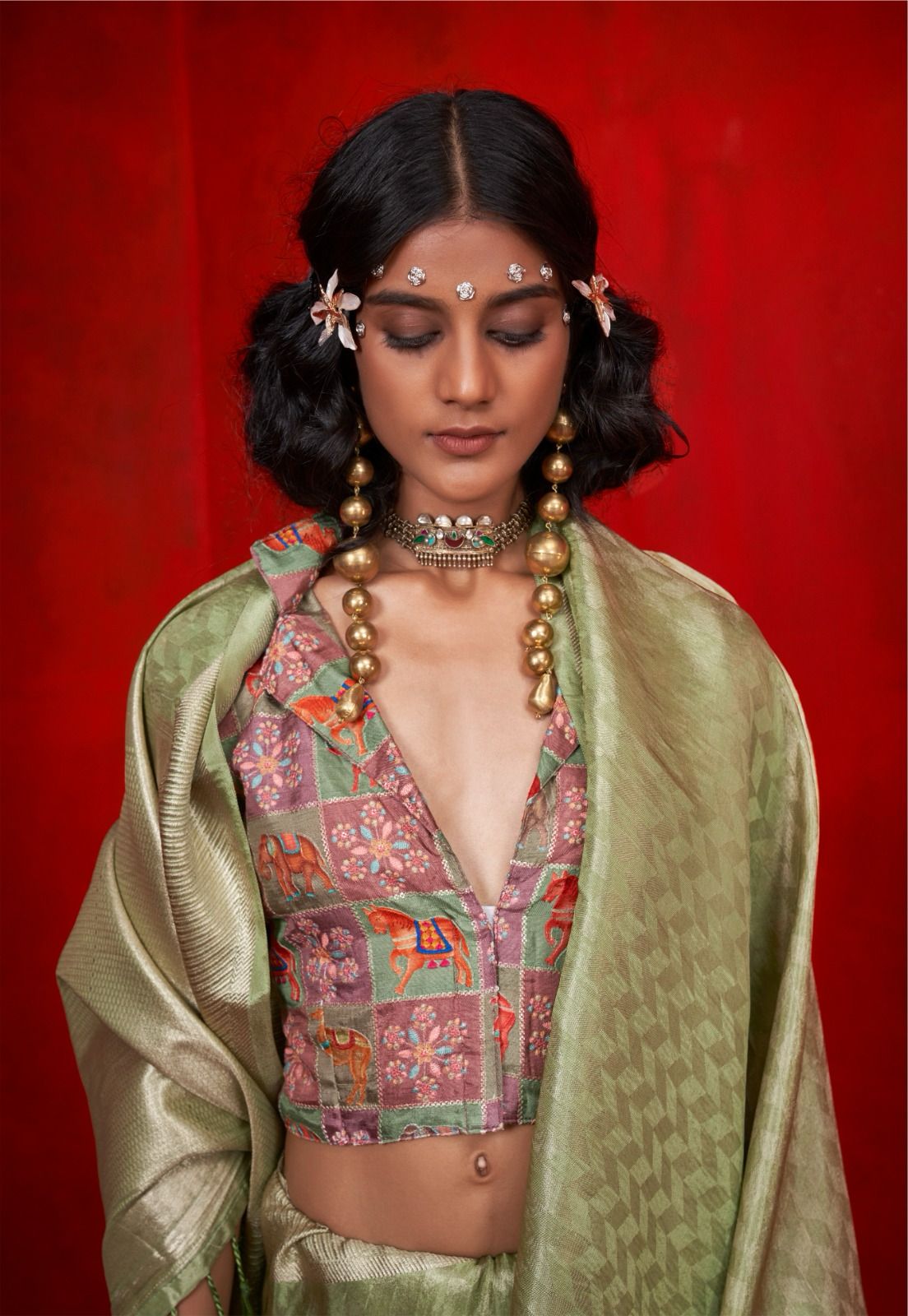 Golden Gossamer Silk Saree LXSE0008