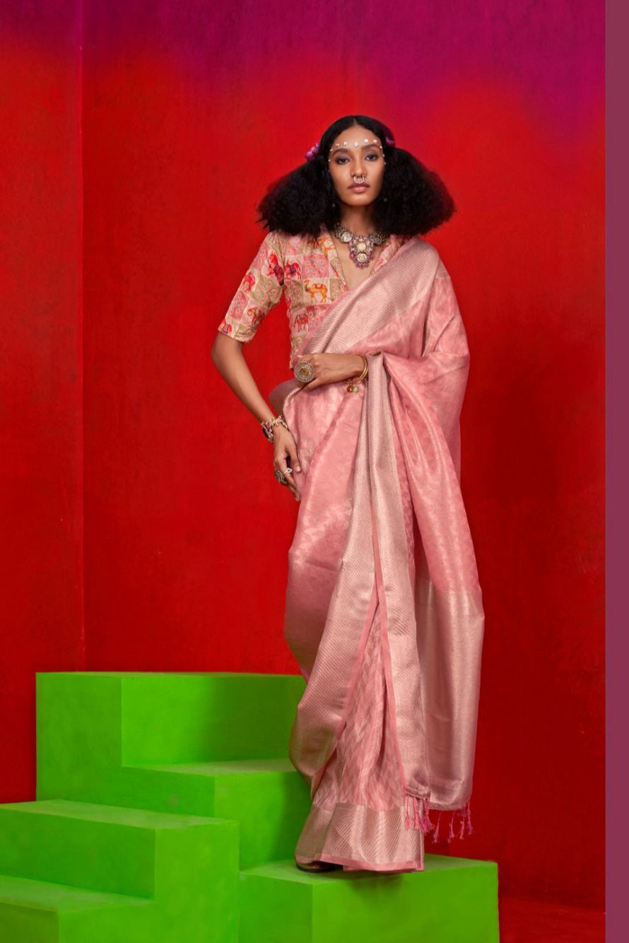 Golden Gossamer Silk Saree LXSE0008