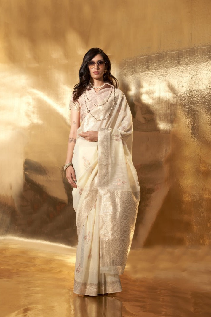 Handwoven Linen Sarees EASE0009