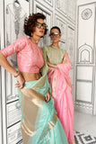 Zariah Moss Chiffon Handloom Saree EASE0015