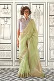 Zariah Moss Chiffon Handloom Saree EASE0015