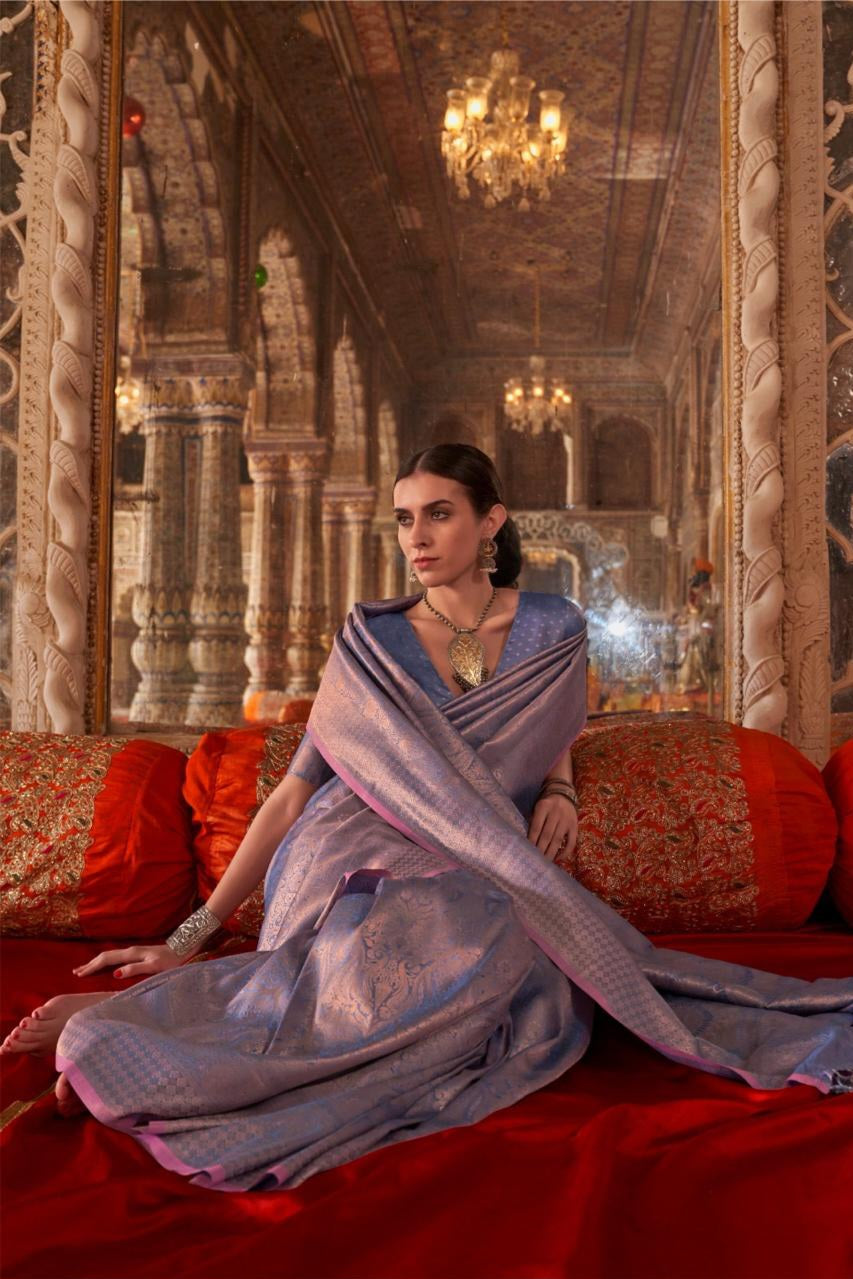 Zariah Moss Chiffon Handloom Saree EASE0017
