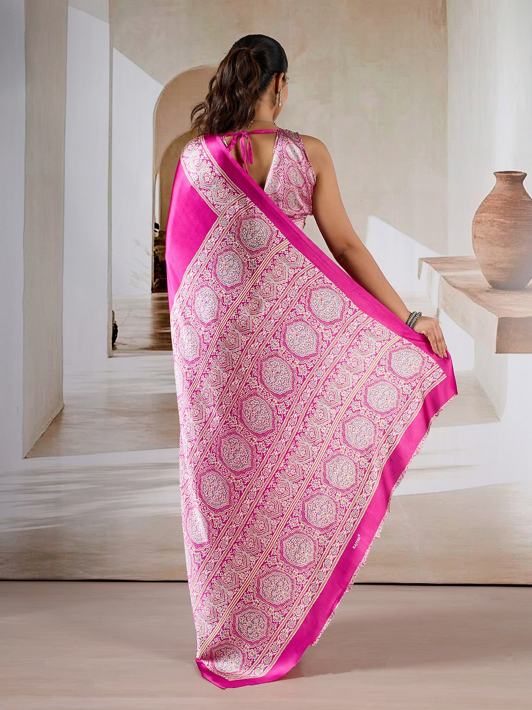 Noorani Ajrakh Crepe Saree EASE0018