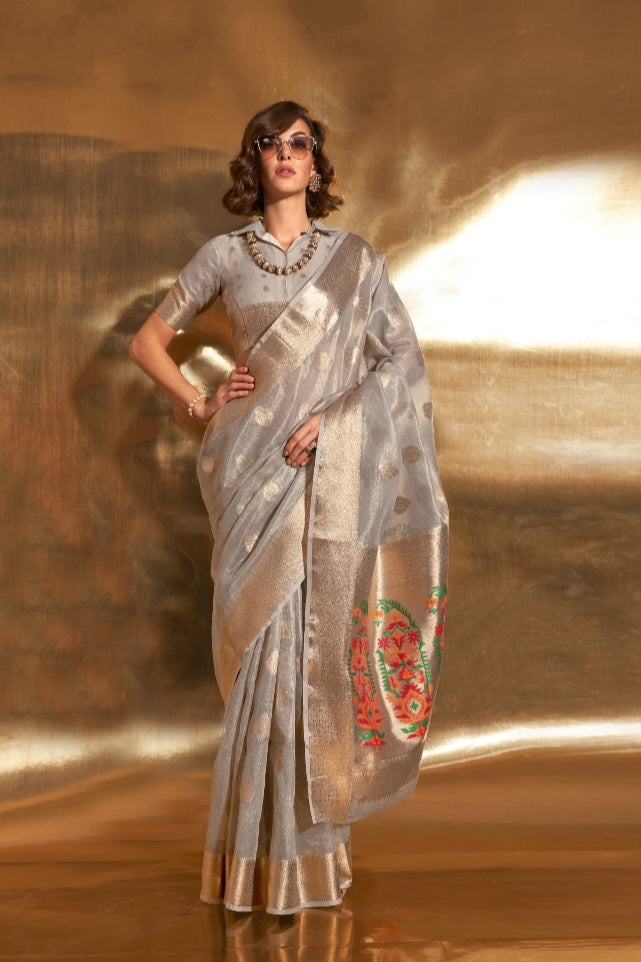 Devika Paithani Zari Tissue Saree EASE0027