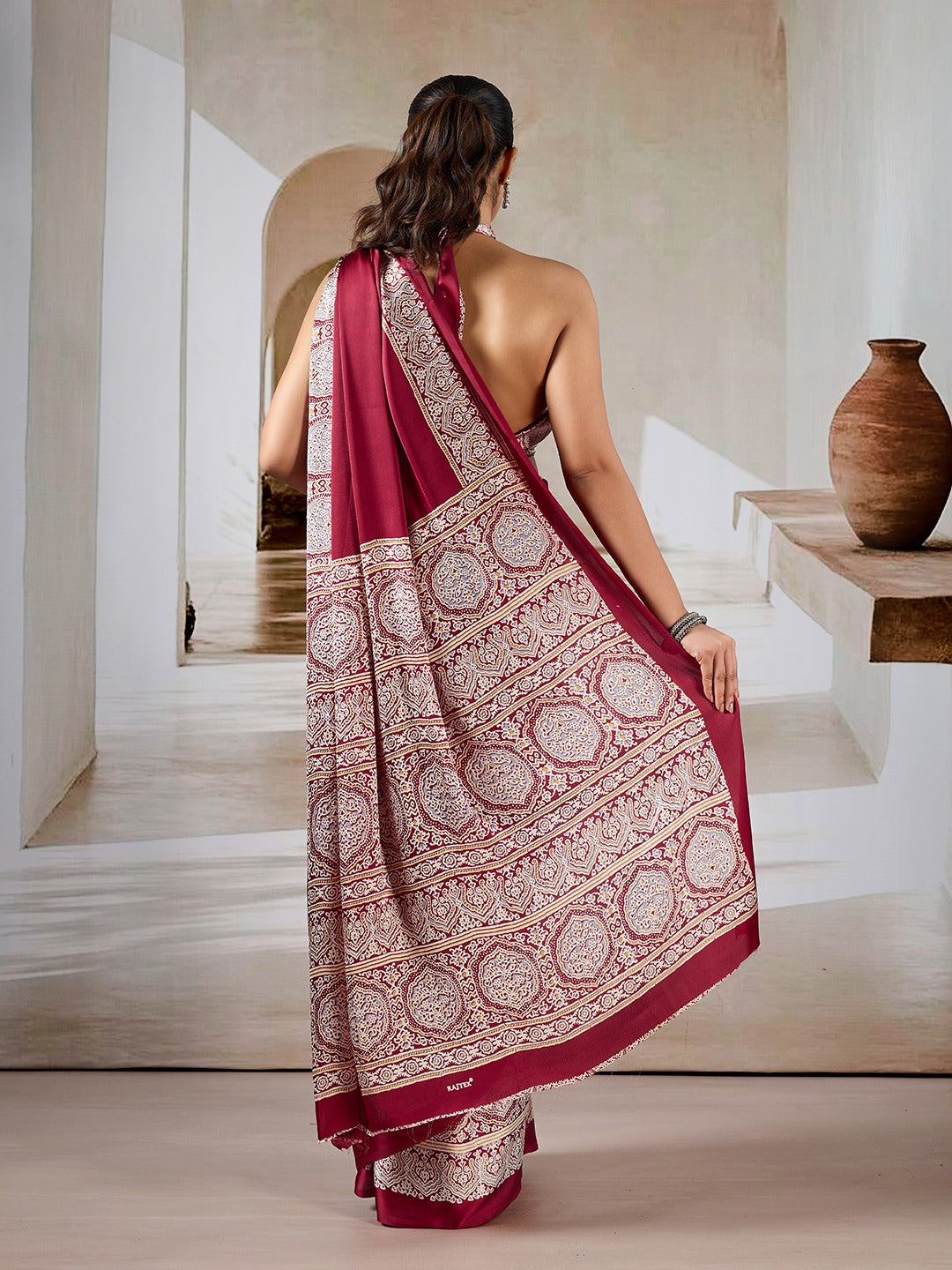Noorani Ajrakh Crepe Saree EASE0018