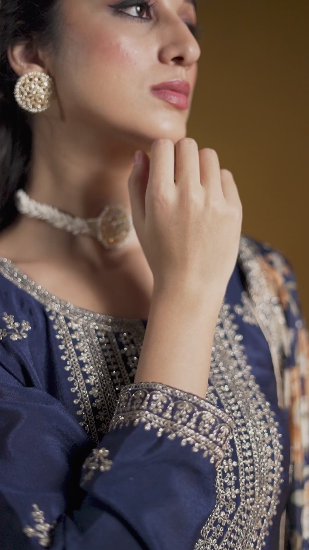 Gold Crush Fabric Embroderied SHARARA EASR0051