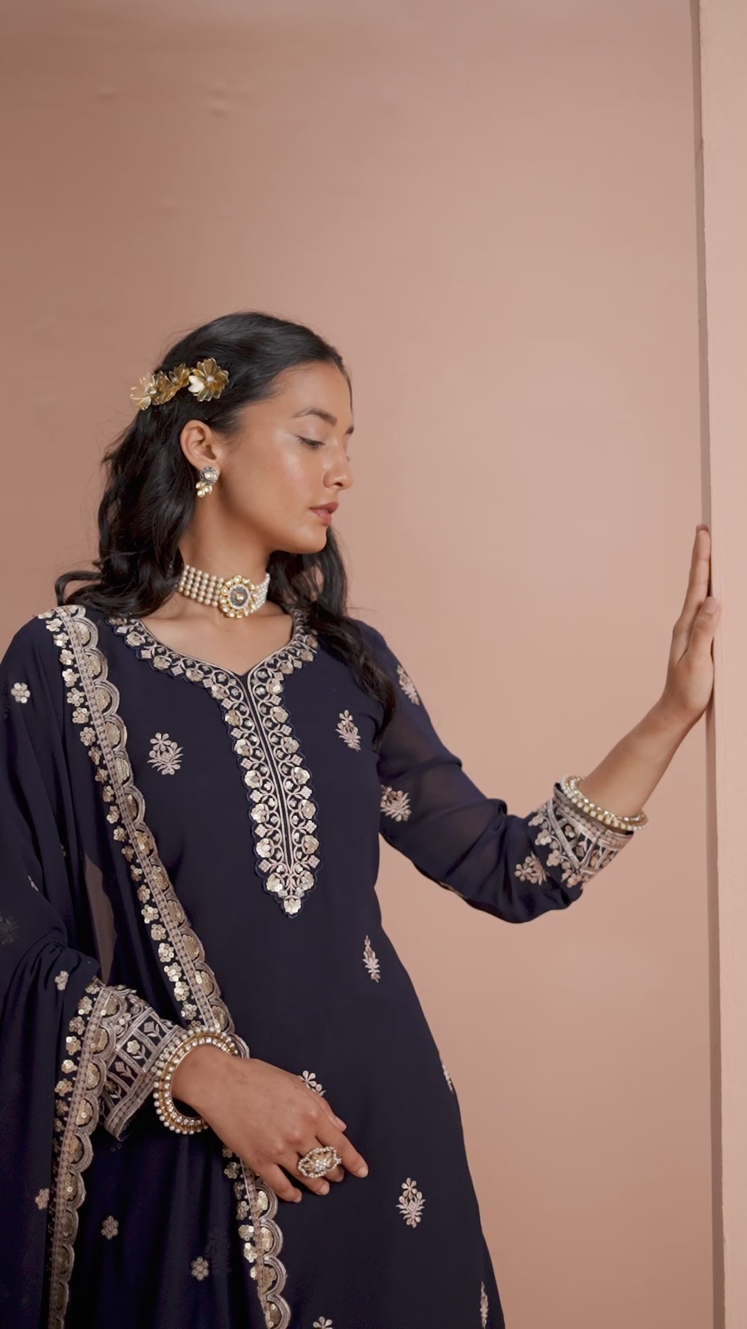 Faux Georgatte Designer SHARARA EASR0052